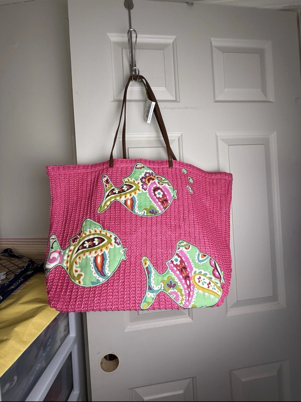 NWT Vera Bradley Tutti Frutti Large Straw Tote Beach Tote Bag Retired Pattern
